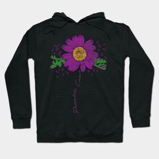 Purple Ribbon Floral Pancreatic Cancer Awareness Hoodie